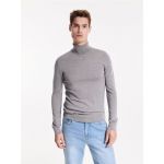 Pulover cu guler rulat, din lana merinos - gri-neutru