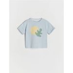 Tricou oversized cu aplicatie - albastru-pal