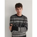 Pulover cu model de inspiratie nordica - negru
