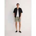 Pantaloni scurti regular cu adaos de in - verde-maroniu
