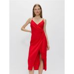 Rochie maxi cu continut ridicat de viscoza cu adaos de in - rosu