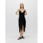Rochie maxi cu continut ridicat de viscoza cu adaos de in - negru