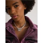 Choker Barbie cu pandantiv in forma de fluture - argintiu