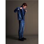 Blugi regular cu efect prespalat - albastru
