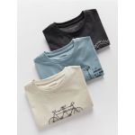 Set de 3 tricouri oversized, din bumbac - albastru