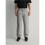 Blugi loose cu efect prespalat - gri deschis