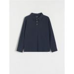 Tricou polo oversized, cu maneca lunga - bleumarin