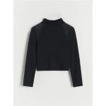 Bluza cu insertii transparente - negru
