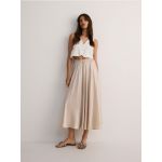 Fusta midi din satin - bej