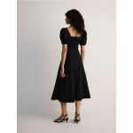 Rochie midi cu maneci bufante - negru