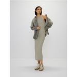 Rochie maxi din tricot striat - gri deschis