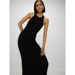 Rochie maxi din tricot striat - negru