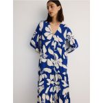 Rochie midi cu model - albastru
