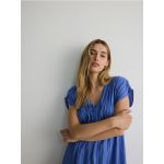 Rochie maxi din tricot striat - albastru