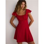 Rochie mini cu volane - rosu