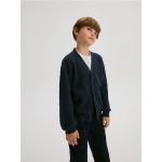 Cardigan din material structurat, cu buzunare - bleumarin