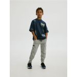 Pantaloni de bumbac Jogger - gri-inchis