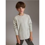 Pulover oversized cu jacard - gri deschis