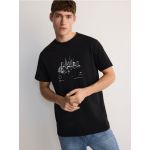 Tricou regular cu imprimeu - negru