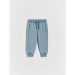 Pantaloni sport cu efect prespalat - albastru
