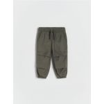 Pantaloni parachute din bumbac - verde-maroniu