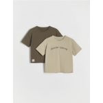 Set de 2 tricou din bumbac - verde-maroniu