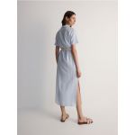Rochie-camasa midi, cu continut ridicat de viscoza - albastru-pal