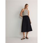 Rochie midi din jerseu cu continut ridicat de bumbac - negru