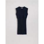 Rochie midi cu pliuri - bleumarin