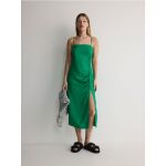 Rochie midi cu continut ridicat de viscoza si adaos de in - verde