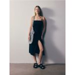Rochie midi cu continut ridicat de viscoza si adaos de in - negru
