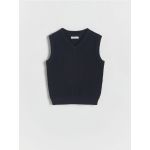 Vesta din material tricotat - bleumarin