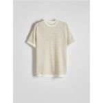 Tricou regular fit din material structurat - bej