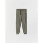 Pantaloni jogger cu efect prespalat - verde-maroniu