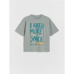 Tricou oversized cu imprimeu - gri