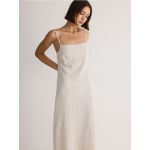 Rochie maxi cu continut ridicat de viscoza cu adaos de in - bej