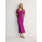 Rochie maxi cu continut ridicat de viscoza - roz-fuchsia