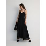 Rochie maxi, din material cu aspect sifonat - negru