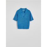 Bluza tricotata cu guleras - albastru-deschis