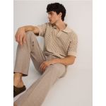 Pantaloni chino cu adaos de in - brun-auriu