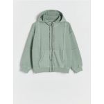 Bluza sport oversized cu continut ridicat de bumbac - verde-oliv deschis