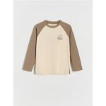 Tricou cu maneca lunga si imprimeu - nude