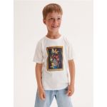 Tricou oversized cu imprimeu cu minioni - crem