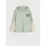Tricou oversized cu maneca lunga - verde-menta