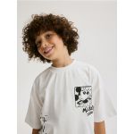 Tricou oversized Mickey Mouse - crem