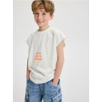 Tricou oversized cu imprimeu - crem