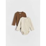 Set de 2 body-uri din material structurat - crem