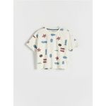 Tricou oversized cu imprimeu - crem