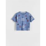 Tricou oversized cu imprimeu - albastru
