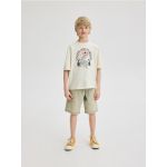 Tricou oversized cu imprimeu - crem